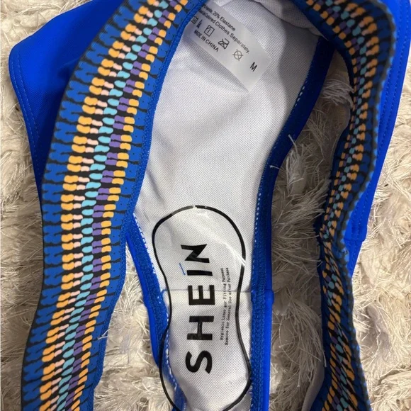 SHEIN Womens Blue and Yellow Swimsuit - Picture 2 of 2